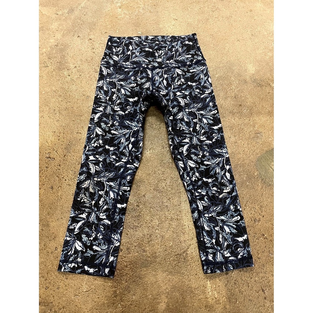 Lululemon Wunder Under Cropped Leggings Womens 6 Embellished Multi Floral Print